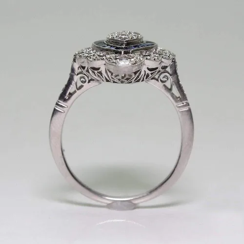 Vista 4 de Anillo de plata de ley 925 brillante con diamantes de zafiro, corte lágrima, circonita cúbica, anillos de compromiso de eternidad, anillo de boda