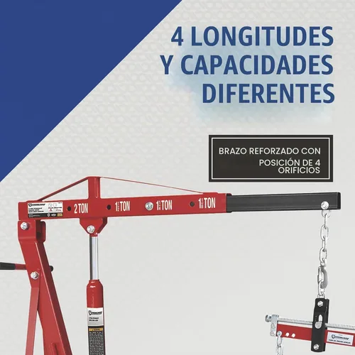 Vista 6 de Strongway Grúa con motor hidráulico con nivelador de carga, capacidad de 2 toneladas,1-82 5/8 pulgadas. rango de ascensor