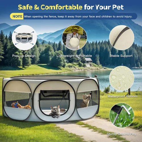Vista 5 de VavoPaw Corralito para Animales Pequeños, Caja de Crianza de Pollos con Tapa Superior, Carpa de Jaula Portátil para Ejercicio al Aire Libre