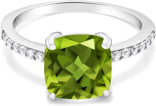 Vista 47 de Gem Stone King Anillo de compromiso de plata de ley 925 con piedra preciosa de corte cojín de 0.315 in Anillo de compromiso de aniversario de boda