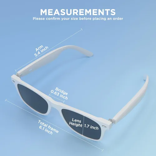 Vista 6 de Lentes inteligentes de audio Bluetooth, control táctil, llamadas manos libres, micrófono y altavoces de sonido de oído abierto, carga magnética