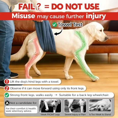 Vista 6 de Silla de ruedas para perros para patas traseras, carritos ajustables para perros con ruedas, silla de ruedas pequeña para perros con patas traseras