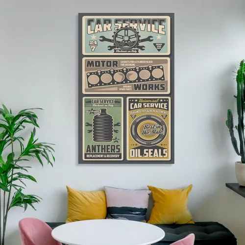 Vista 6 de TYOka Auto Parts Retro Minimalist Poster Home Canvas Wall Decoration Art Canvas Painting Posters And Prints Wall Art Pictures for Living Room