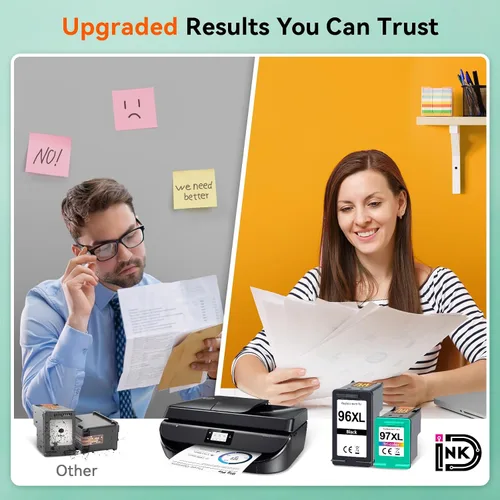 Vista 5 de InKID Tinta de impresora 96XL 97XL compatible con cartuchos de tinta HP 96 97, paquete combinado de color negro utilizado para DeskJet 6940 9800