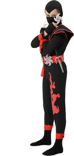 Vista 5 de Conjunto de disfraz de Ninja Deluxe para niños, disfraz de Kung Fu ideas de Halloween