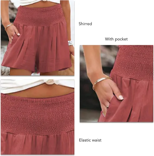 Vista 3 de TOPINCN Pantalones cortos deportivos con cintura elástica para mujer, pantalones cortos de entrenamiento para correr, fitness, yoga, Rojo ladrillo