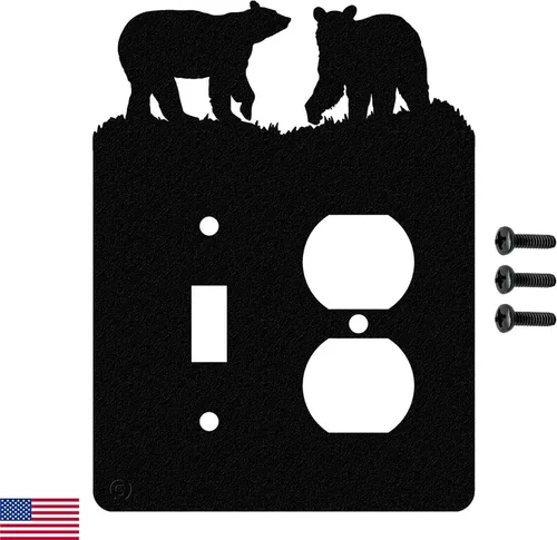 Vista 28 de Bear - Placa de pared dúplex individual (potencia única, negra) - Fabricado en Estados Unidos