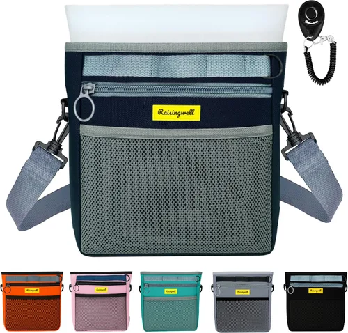 Vista 10 de Bolsa de premios para perros Raisingwell para caminar y entrenar con clicker, bolsa de silicona de 2 tazas, pequeña riñonera para cachorro, kit