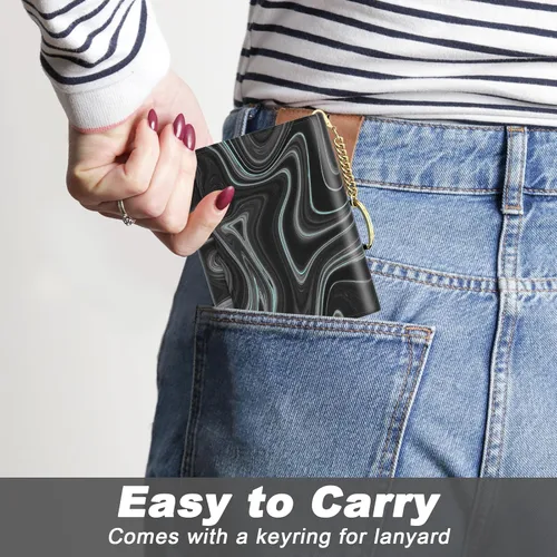Vista 6 de Nipichsha Cartera pequeña para mujer, con bloqueo RFID, delgada, triple pliegue, de cuero, tarjetero para mujer, mini cartera con bolsillo lindo