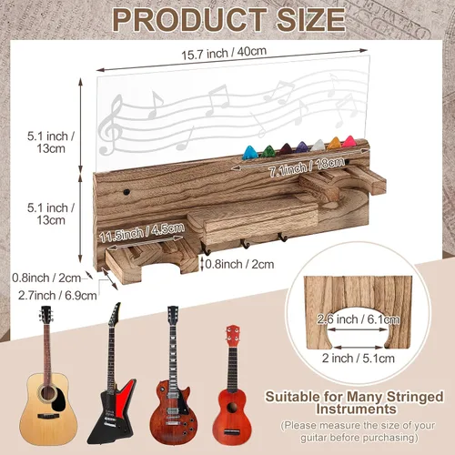 Vista 2 de Threehoney - Soporte de pared para guitarra con 3 ganchos, color claro