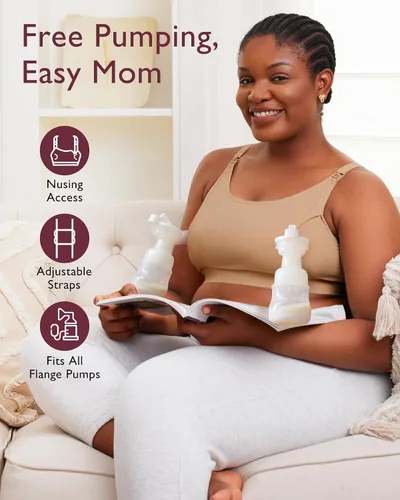 Vista 15 de Momcozy - Brasier para extracción de leche y lactancia, manos libres, ajustable, brasier todo en uno