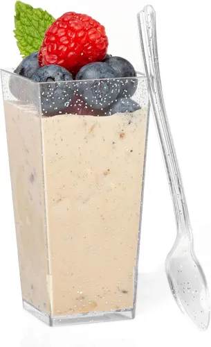 Vista 9 de Mini tazas de postre de plástico, 2 onzas, vasos individuales de chupito para postres de chocolate y más, Transparente