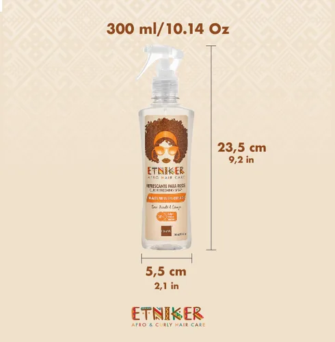 Vista 5 de ETNIKER Curl Refresher Spray. Cabello rizado y ondulado. Revive y refresca. Coco, linaza, manteca de karité y extracto de semilla de rambután