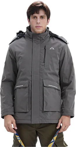 Vista 3 de MOERDENG Chaqueta impermeable de nieve para hombre, chaqueta de esquí a prueba de viento, chaqueta de snowboard con capucha