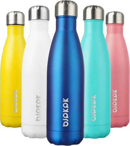 Vista 113 de [Usado] BJPKPK Botella de agua pequeña aislada de 12 onzas, frasco a prueba de A-azul