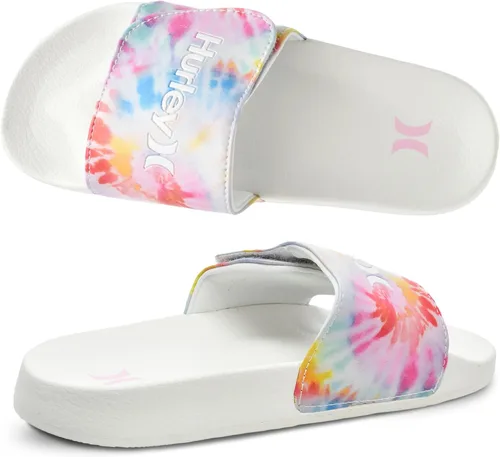 Vista 17 de Hurley Naia - Sandalias de deslizar para niñas y niños, pantuflas de puesta fácil con correa ajustable, sandalias para niños