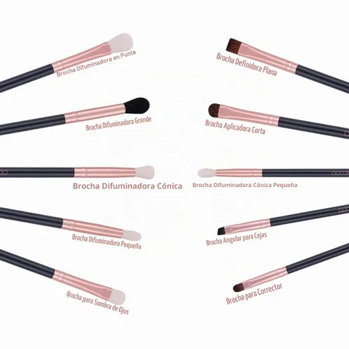 Vista 5 de docolor Juego de brochas de sombra de ojos, mango de madera de oro rosa negro con oro rosa