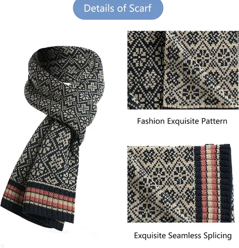 Vista 7 de 3 piezas de gorro de invierno bufanda y guantes para pantalla táctil para mujer, gorro de punto, gorro de cuello cálido, bufanda con forro polar