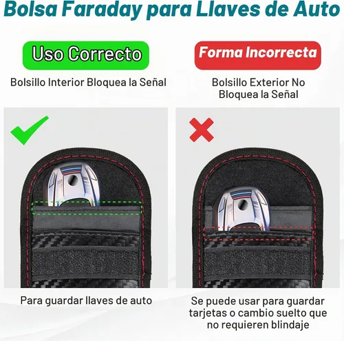 Vista 2 de BFXM Faraday - 2 bolsas para llaves de automóvil, bolsa de bloqueo de señal RFID, protector antirrobo, funda bloqueadora de señal de teléfono
