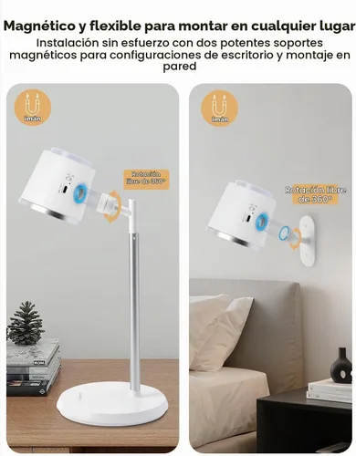 Vista 7 de Lámpara de escritorio LED recargable, luz LED magnética de montaje en pared, lámpara de lectura inalámbrica regulable con brillo ajustable y 3 modos