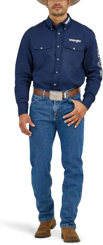 Vista 7 de Wrangler Jeans de corte vaquero de alto rendimiento para hombre que absorben la comodidad y ajuste regular Enjuague de medianoche