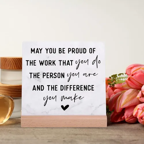 Vista 3 de Regalos para compañeros de trabajo para mujeres y hombres, regalo de oficina para compañeros de trabajo, placa inspiradora de decoración