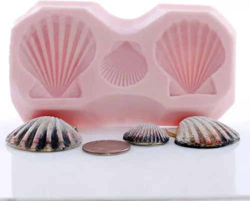 Vista 6 de Molde de silicona Seashell Fondant seguro para alimentos, caramelo de chocolate, resina, molde de arcilla polimérica, jabón