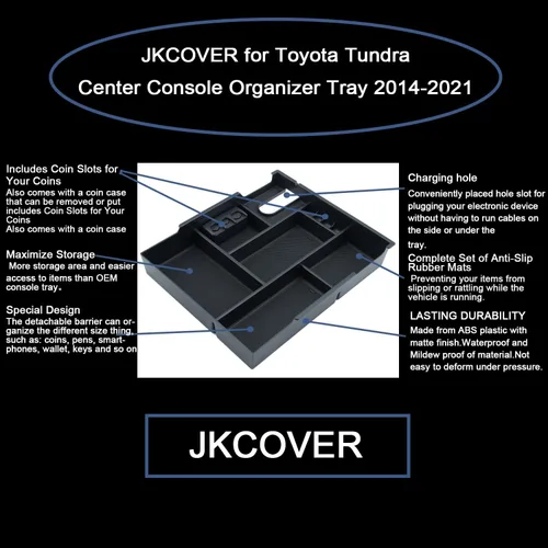 Vista 4 de JKCOVER - Bandeja organizadora para consola central, compatible con Tundra