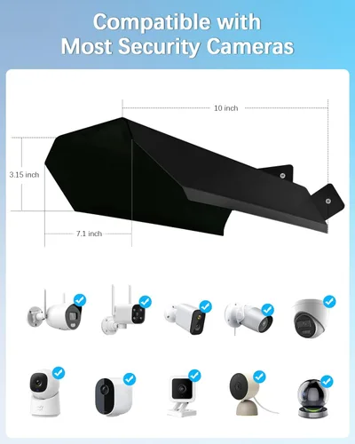 Vista 6 de Cubierta Universal para Cámara de Seguridad - Protector Solar y de Lluvia, Techo Protector Impermeable para Cámaras Domo y Bala de Exterior