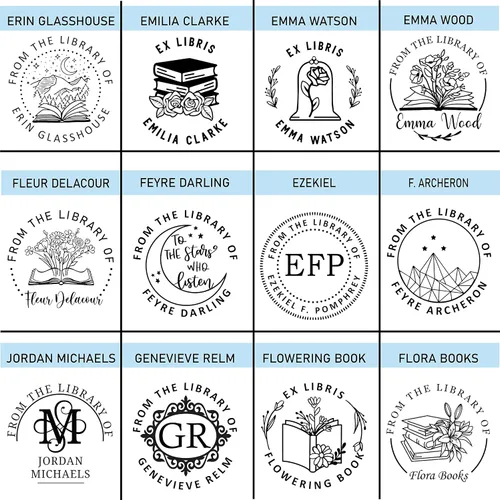 Vista 2 de Grabado de libro personalizado, regalo personalizado de la biblioteca de, ex libris, este libro pertenece a las flores que salen del libro