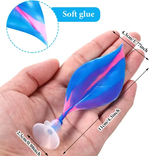 Vista 2 de WILLBOND 2 piezas de silicona azul Betta Fish Bed Leaf Hamaca Betta Fish Tank Accesorios Decoraciones para adornos de acuario, práctico lugar