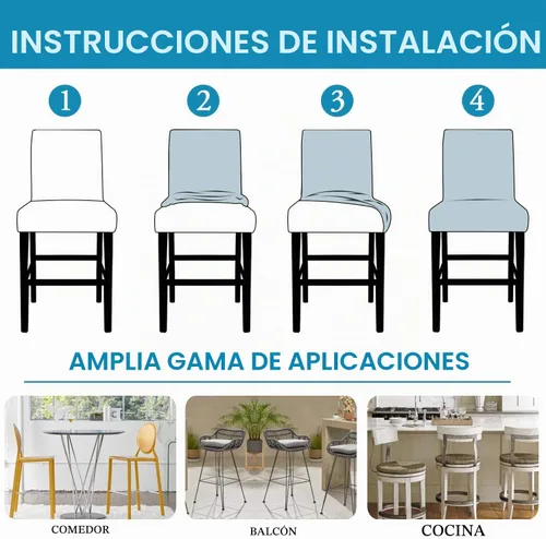 Vista 6 de Flamingo P Fundas de taburete para sillas de comedor, fundas de asiento de tela jacquard elástica con parte inferior elástica extraíble, juego de 2
