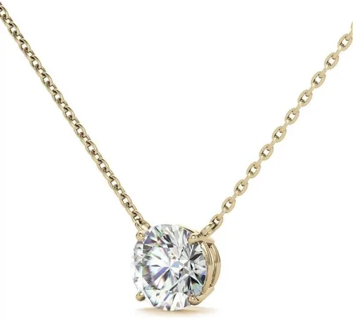 Vista 5 de Colgante y collar redondo de moissanita de talla brillante VVS1 de 3.00 quilates con cadena para mujer, solitario de diamante incoloro, regalo