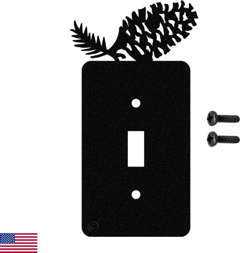 Vista 17 de Pine Cone - Placa de pared de doble toma de corriente dúplex (doble potencia, negro) - Fabricado en Estados Unidos