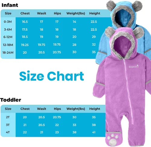 Vista 3 de Snonook Fleece Baby Bunting Bodysuit Baby Winter Suit for Infant Girls and Infant Boys with Fleece Hood and Mittens