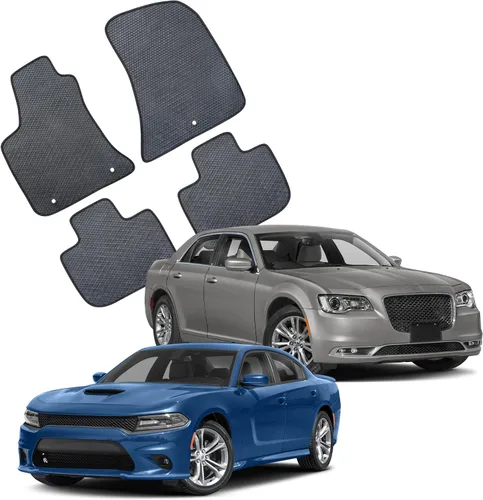 Vista 4 de ecoMats Alfombrillas para todo tipo de clima para Dodge Charger RWD 2011 a 2023 / Chrysler 300 RWD 2011 a 2023, juego delantero y trasero, negro
