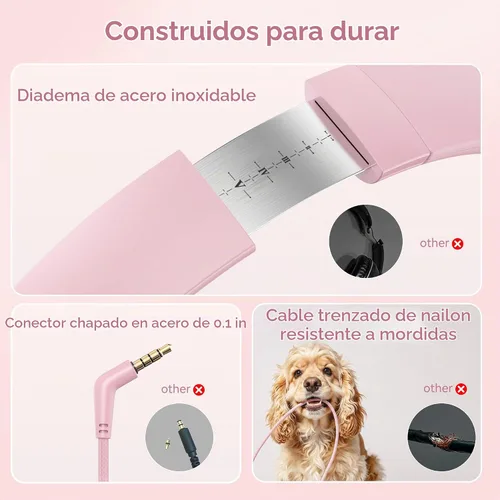 Vista 4 de Auriculares con cable con micrófono, auriculares de 0.1 in con control de Rosa