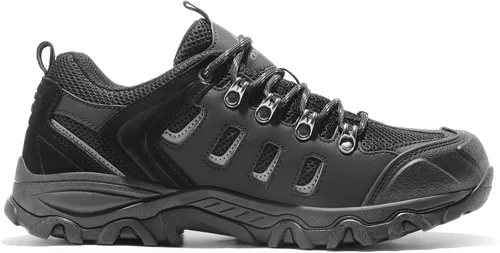 Vista 4 de NORTIV 8 Zapatos de senderismo impermeables para hombre, zapatos de senderismo de cuero para exteriores, senderismo, camping, caminata