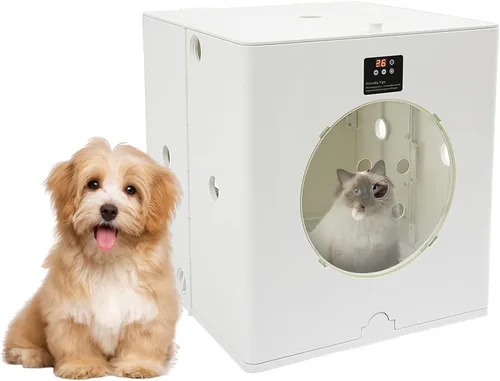 Vista 9 de Caja de secado inteligente plegable para mascotas, secadora automática de mascotas de 1000 W, caja de secado para perros pequeños con 8 ventiladores