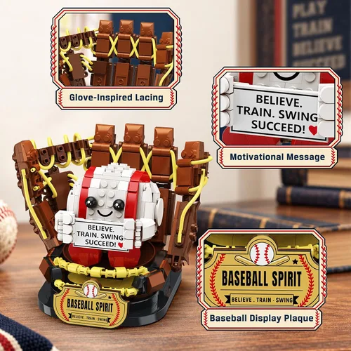 Vista 6 de INSOON Juego de construcción de guantes de béisbol 3D para adultos