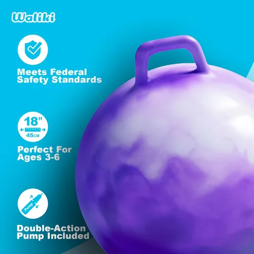 Vista 4 de WALIKI Hopper Ball Toy para niñas de 3, 4, 5 o 6 años, pelota de hippity hop, pelota de salto Regalo de cumpleaños genial Morado 18 pulgadas