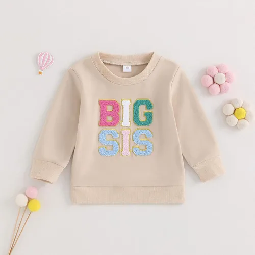 Vista 2 de Big Sister Little Sister Conjuntos a juego para bebé niña Burbuja Mameluco de manga larga camiseta sudadera para niños pequeños Ropa de otoño