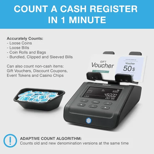 Vista 4 de Safescan Báscula de conteo de dinero 6175, multimoneda, ideal para monedas, billetes y artículos que no son efectivo, almacena resultados de conteo