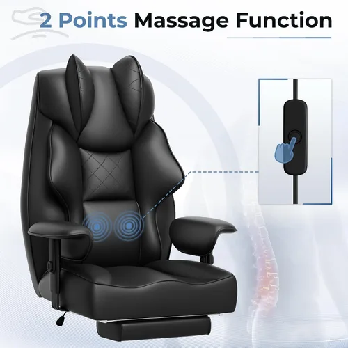 Vista 4 de Homall Silla de oficina de masaje grande y alta, silla de escritorio ergonómica reclinable con respaldo alto y reposabrazos acolchados ajustables