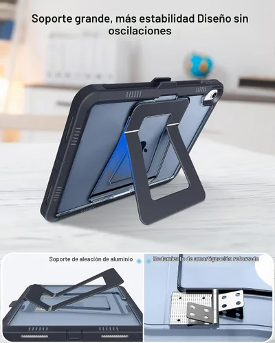 Vista 7 de DTTO - Funda para iPad (A16) 11ª generación de 11 pulgadas y 10ª generación, color negro Funda protectora a prueba de golpes con protector