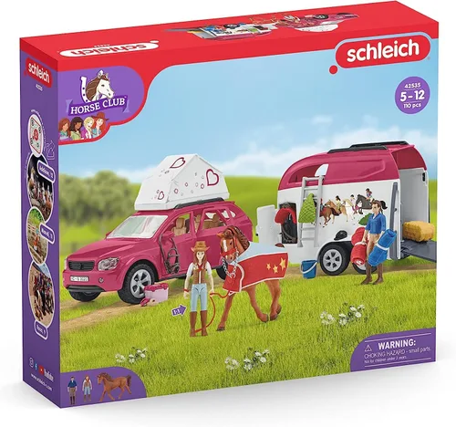 Vista 7 de Schleich Horse Club - Juego de Camping de Coche y Remolque de 110 Piezas con Divertidas Figuras de Caballos y Jinetes para Niñas y Niños - Figuras