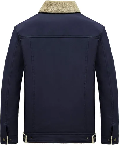 Vista 2 de HOW'ON Chaqueta informal con forro polar Sherpa para hombre, abrigo cálido con cuello de piel