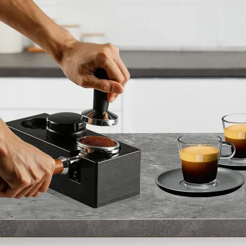 Vista 2 de Estación de calibración de espresso, soporte para portafiltros de café, soporte de manipulación de espresso para portafiltros de 51/54/2.283 in