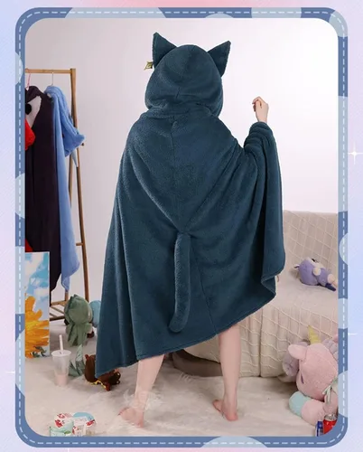 Vista 2 de Tomioka GenshinImpact - Manta con capucha para cosplay de anime, chal para siesta