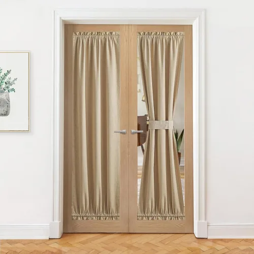 Vista 118 de NICETOWN Cortinas de Lino para Puerta Lateral - Cortinas Opacas con Aislamiento Térmico para Puerta Delantera Francesa para Sombra Pequeña
